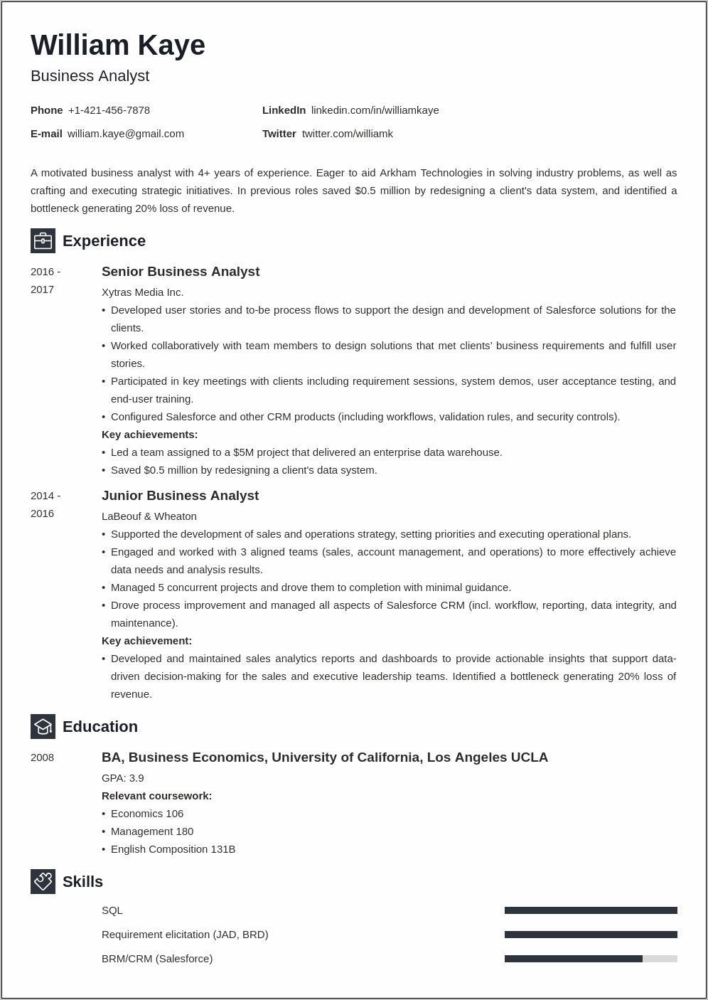 Resume Objective Statement For Business Analyst