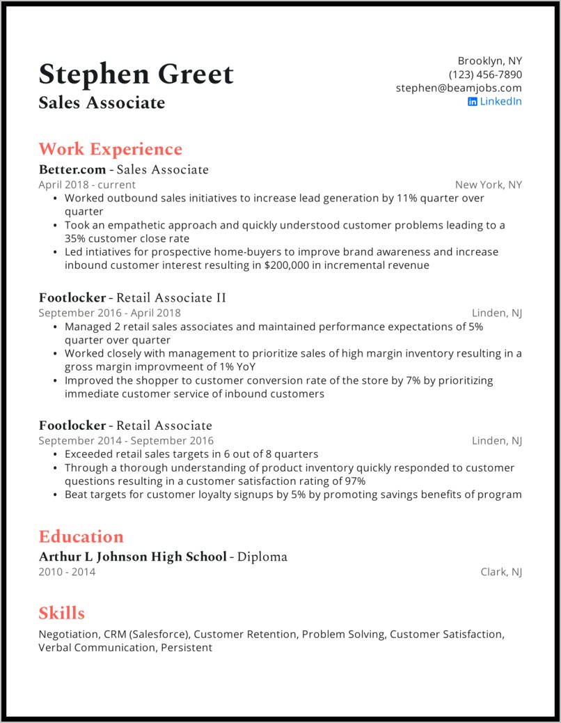 Resume Objective Statement For Entry Level Sales Associate