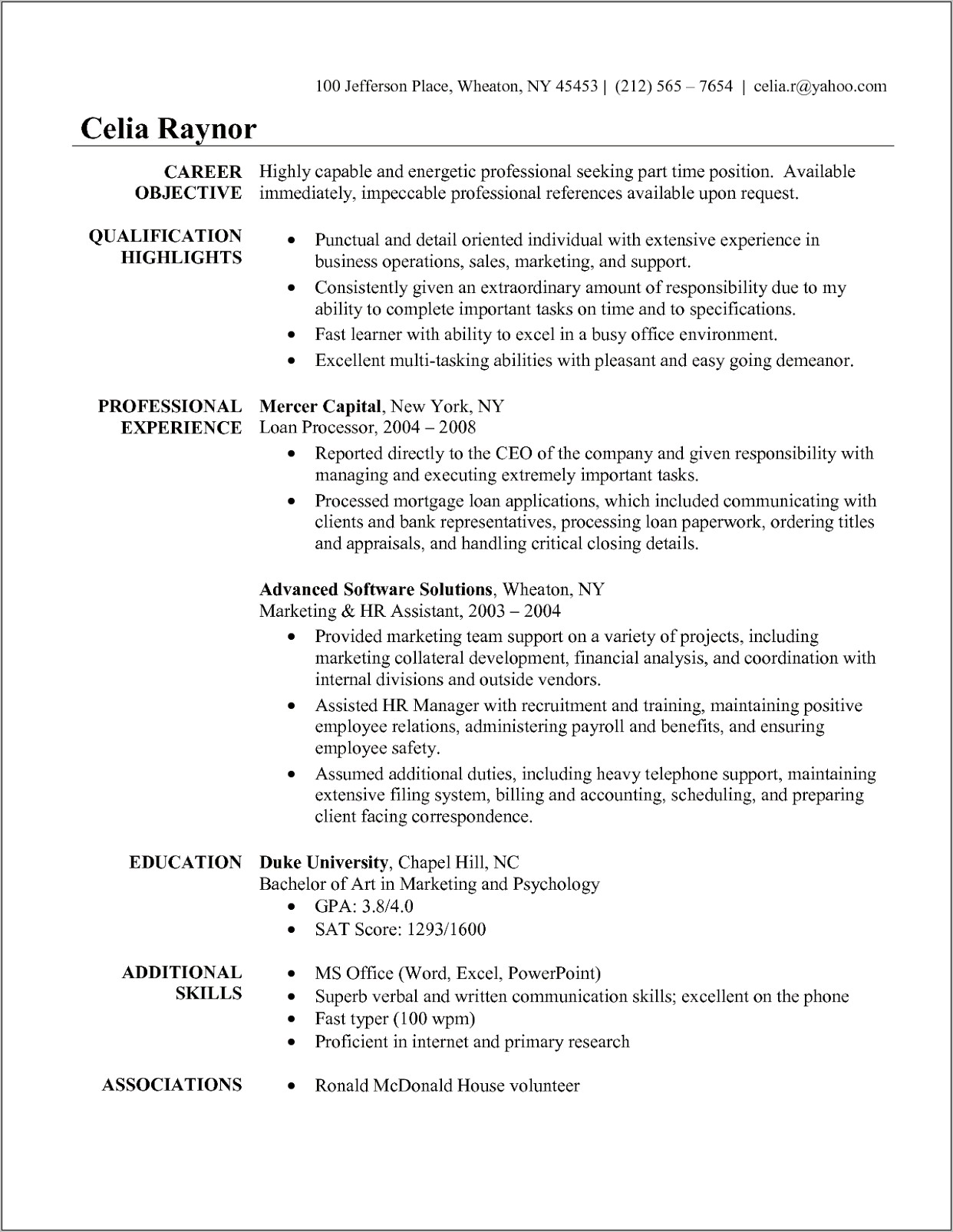 Resume Objectives Examples For Administrative Assistant