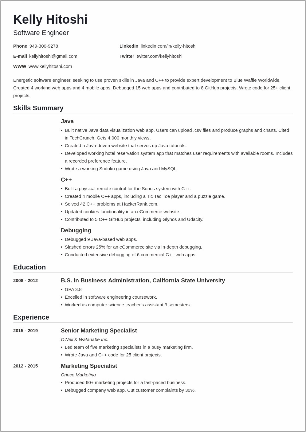 Resume Objectives Examples For Career Change