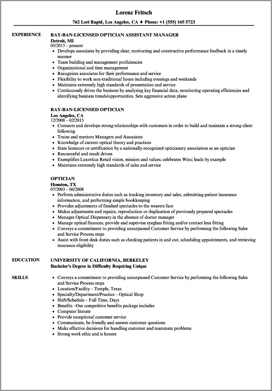 Resume Objectives For An Acupunturists Resume