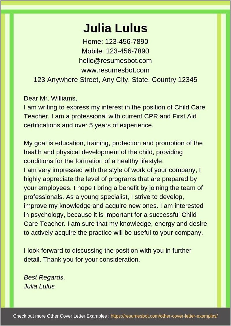 Resume Objectives For Daycare Teacher