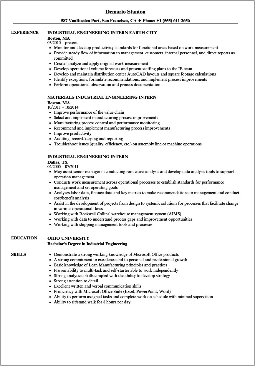 Resume Objectives For Ojt Engineering Students