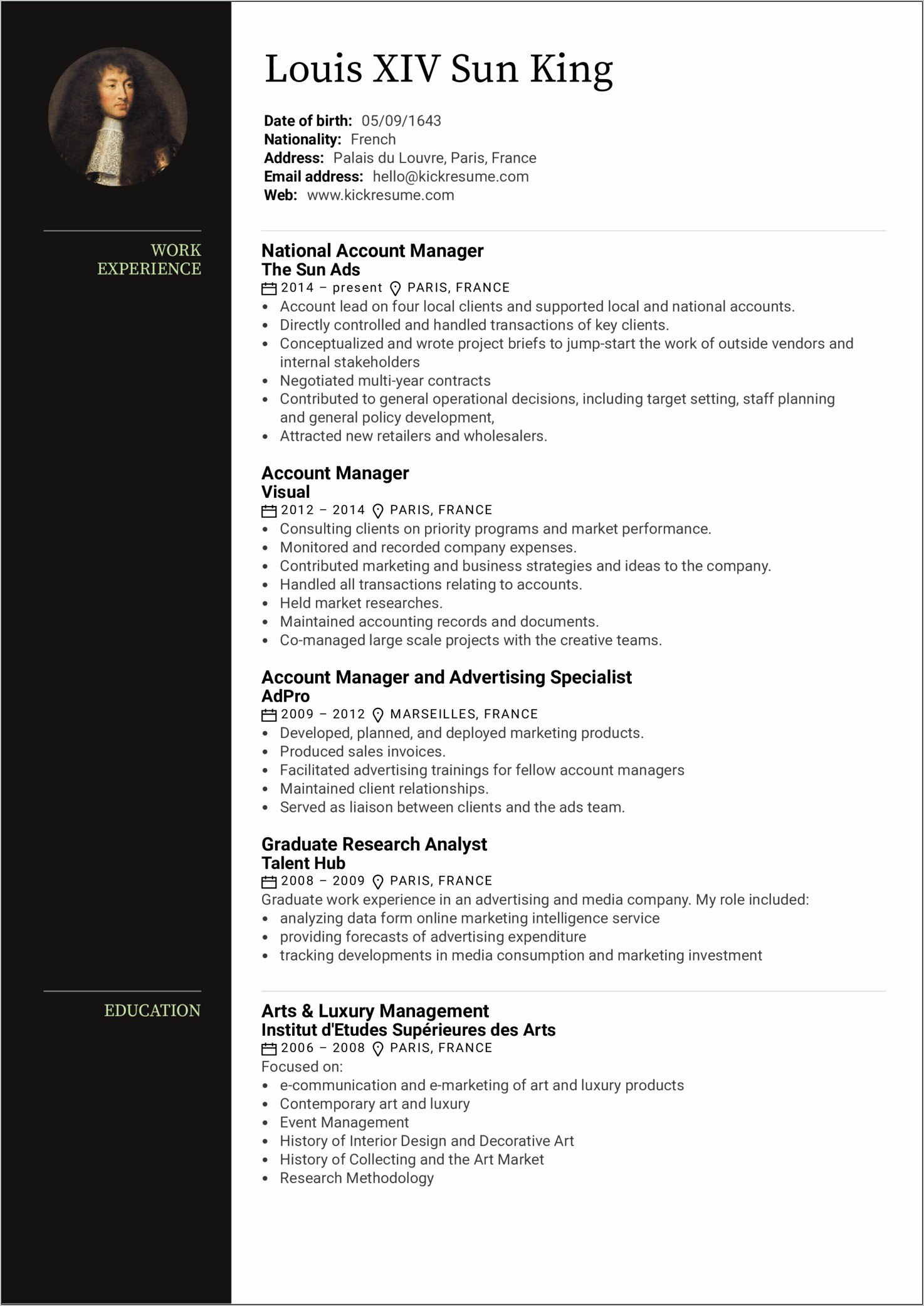 Resume On Managers With Emphasis On Direct Staff