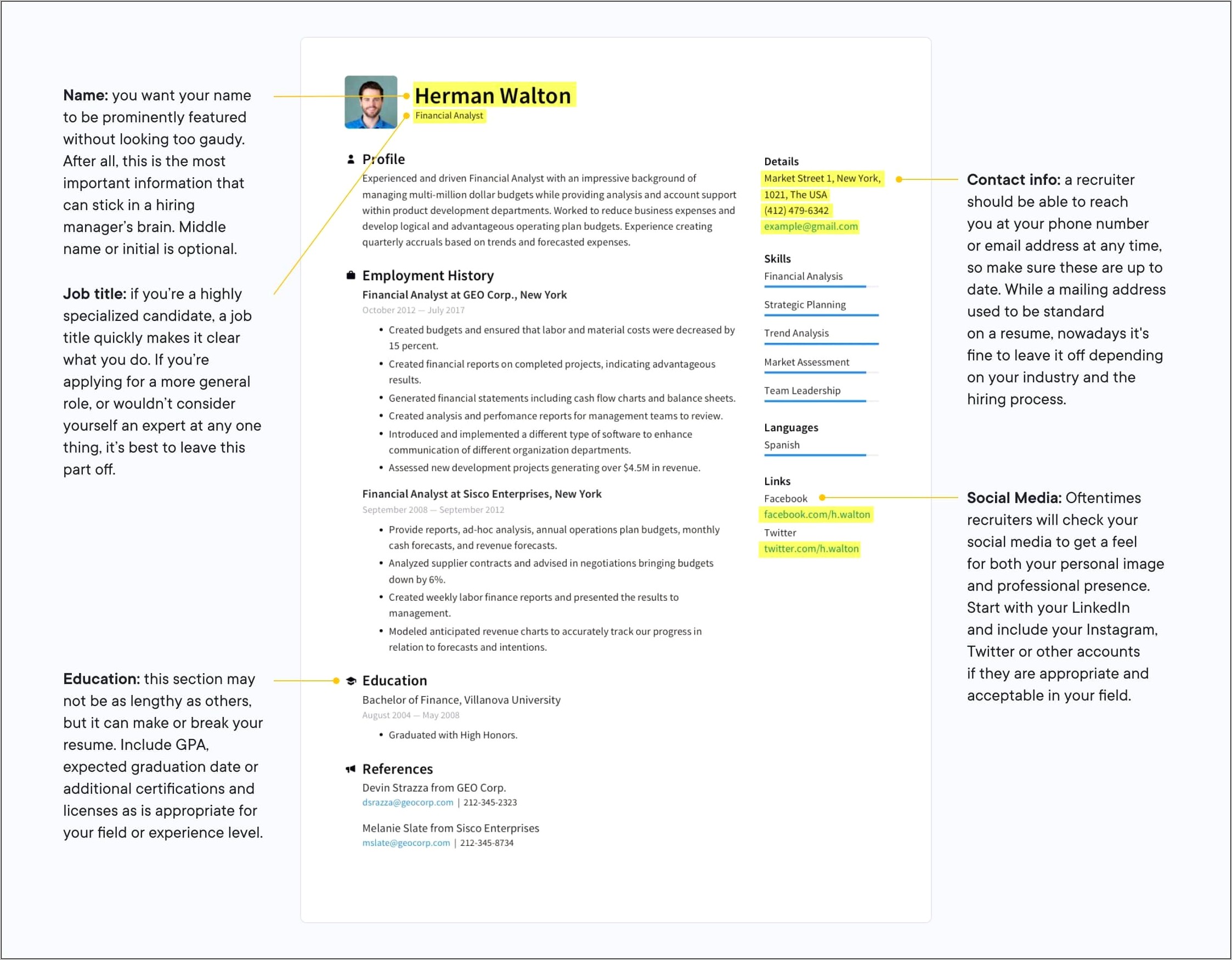 Resume One Page Lots Of Experience Template