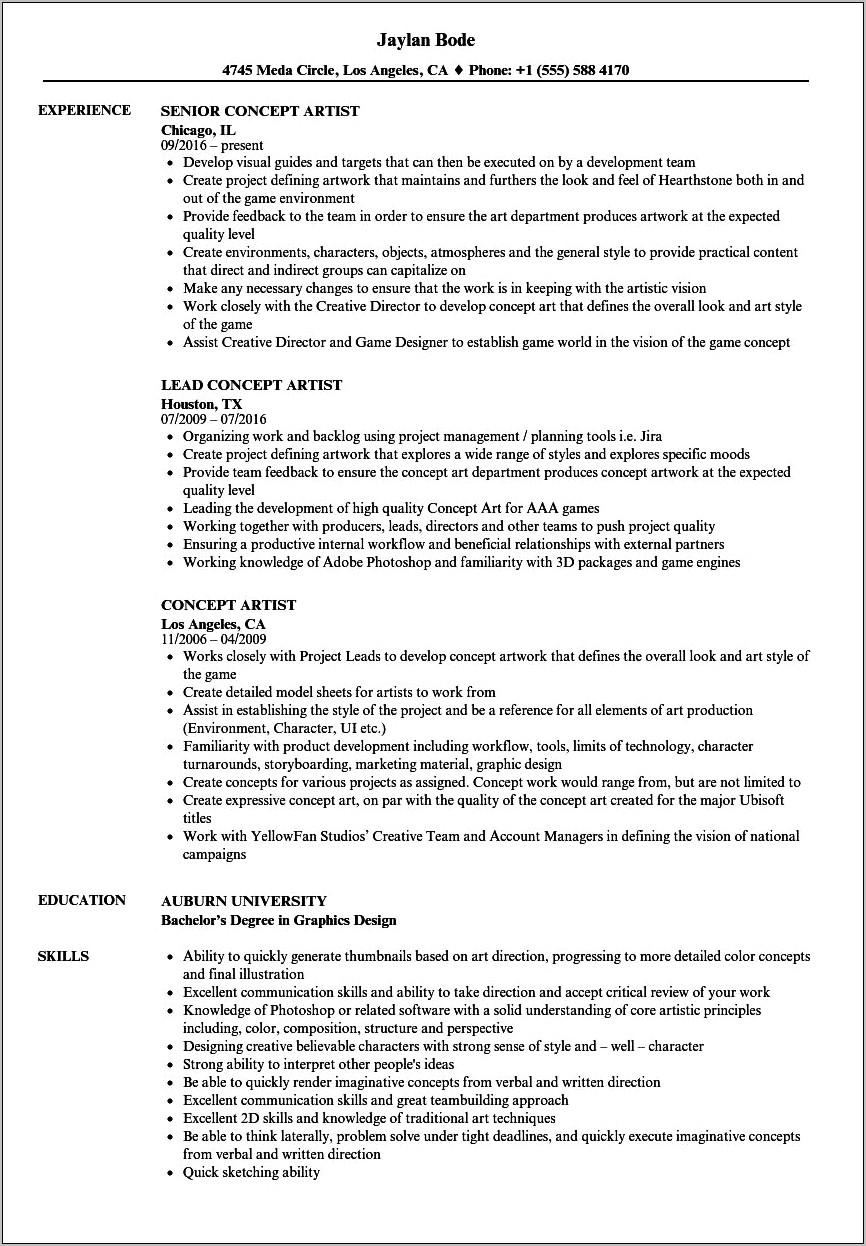 Resume Opening For An Art Related Job