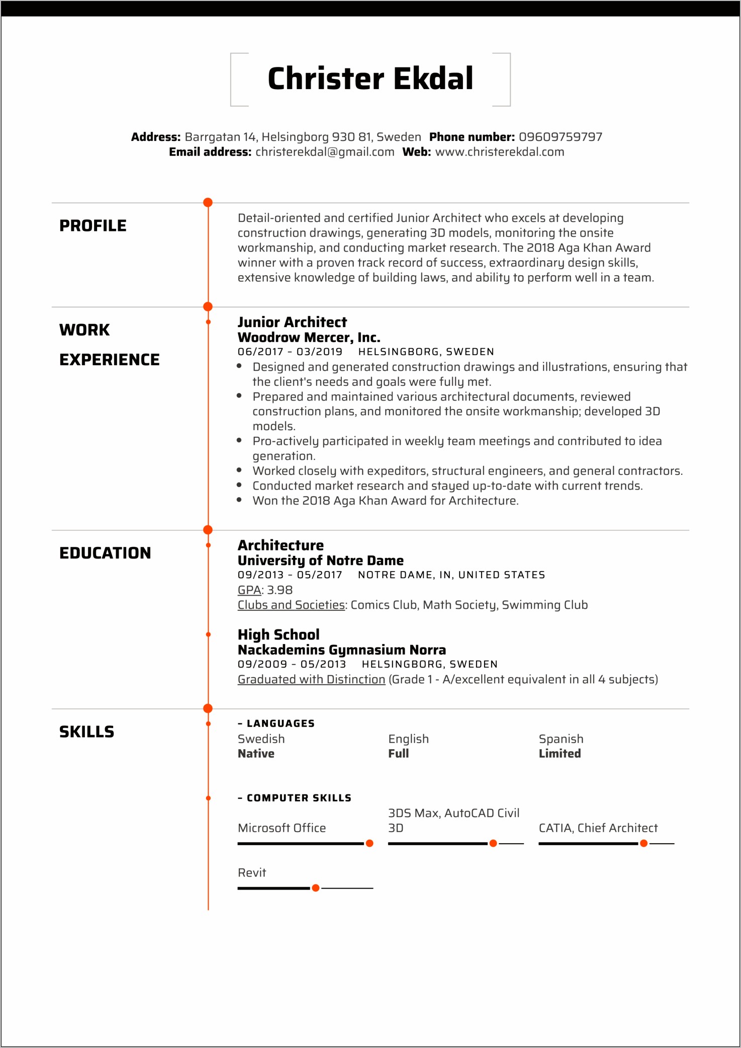 Resume Personal Statement Examples Architecture