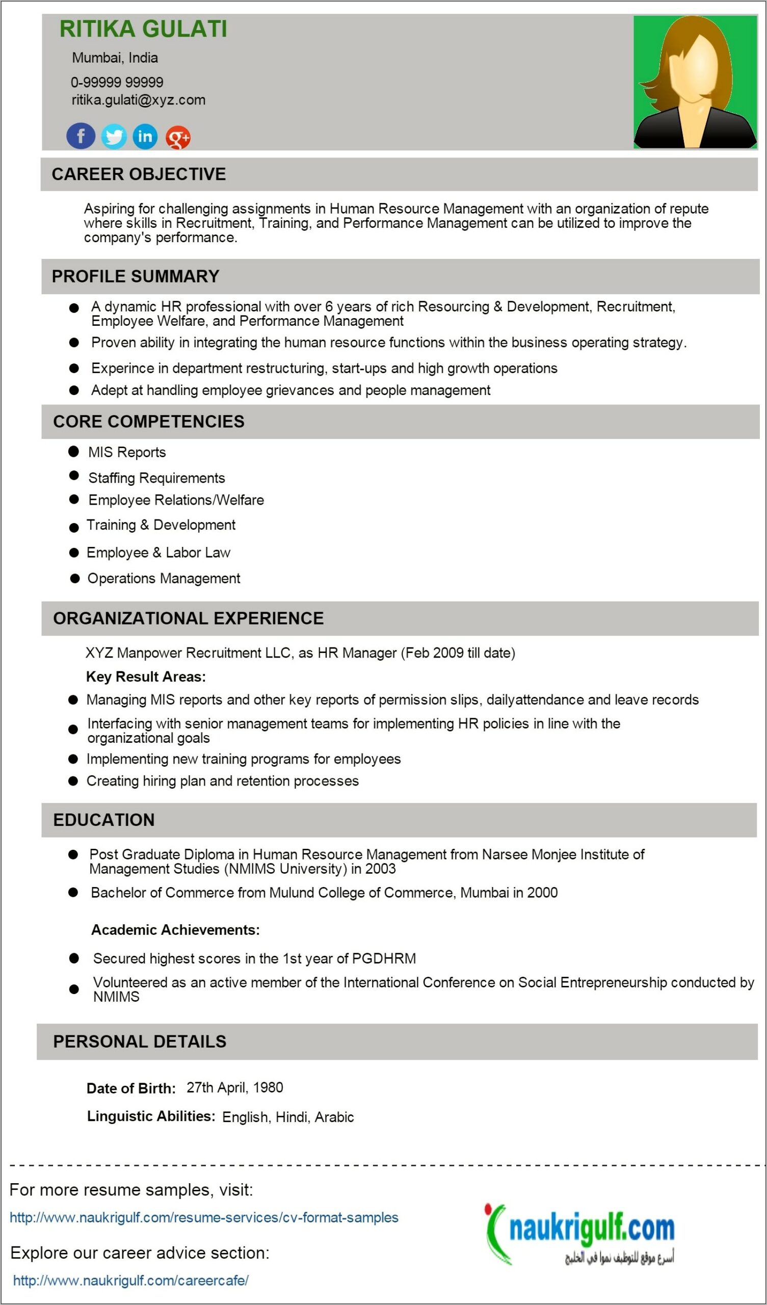 Resume Personal Statement Examples Labo