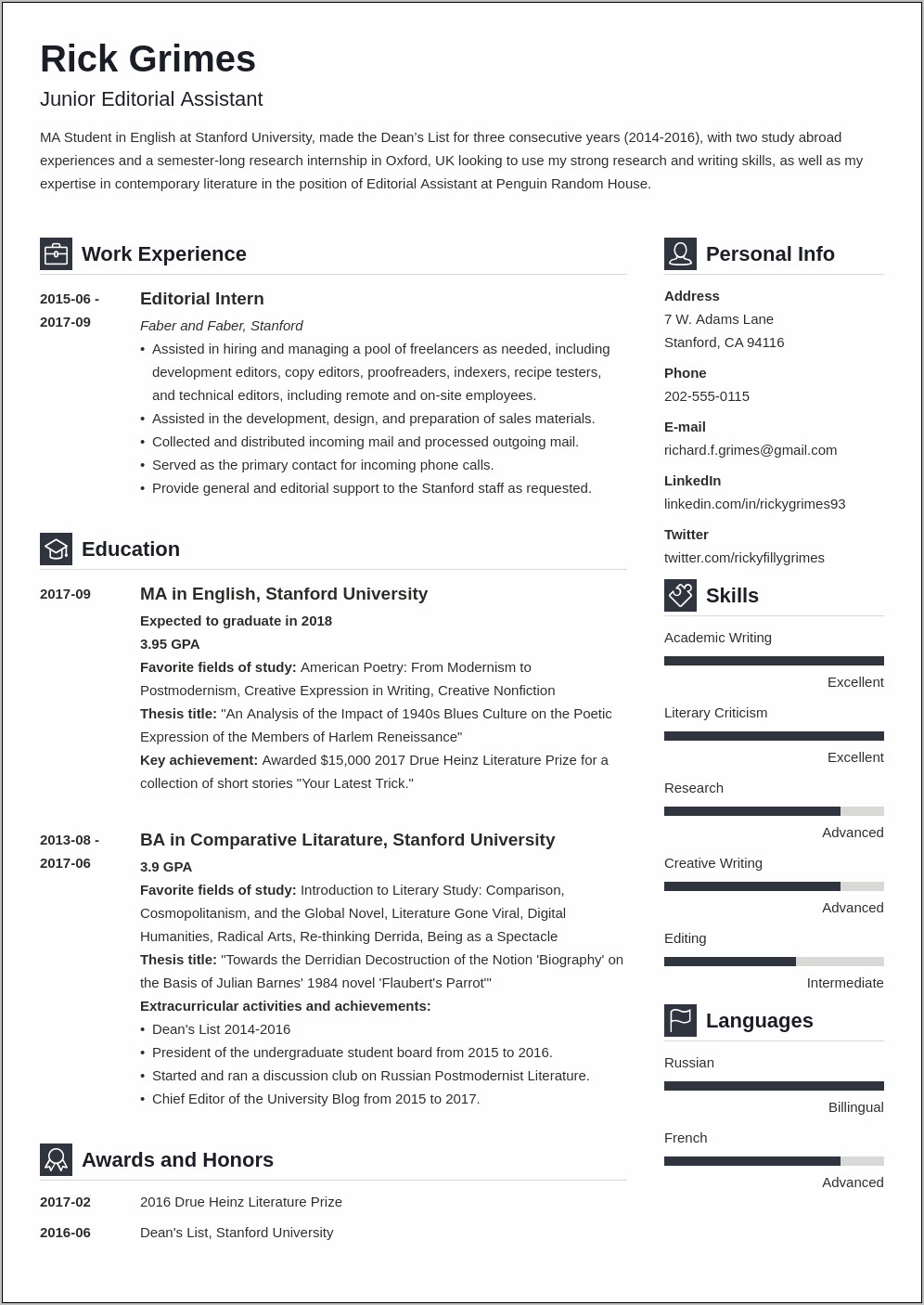 Resume Personal Summary For Current College Students