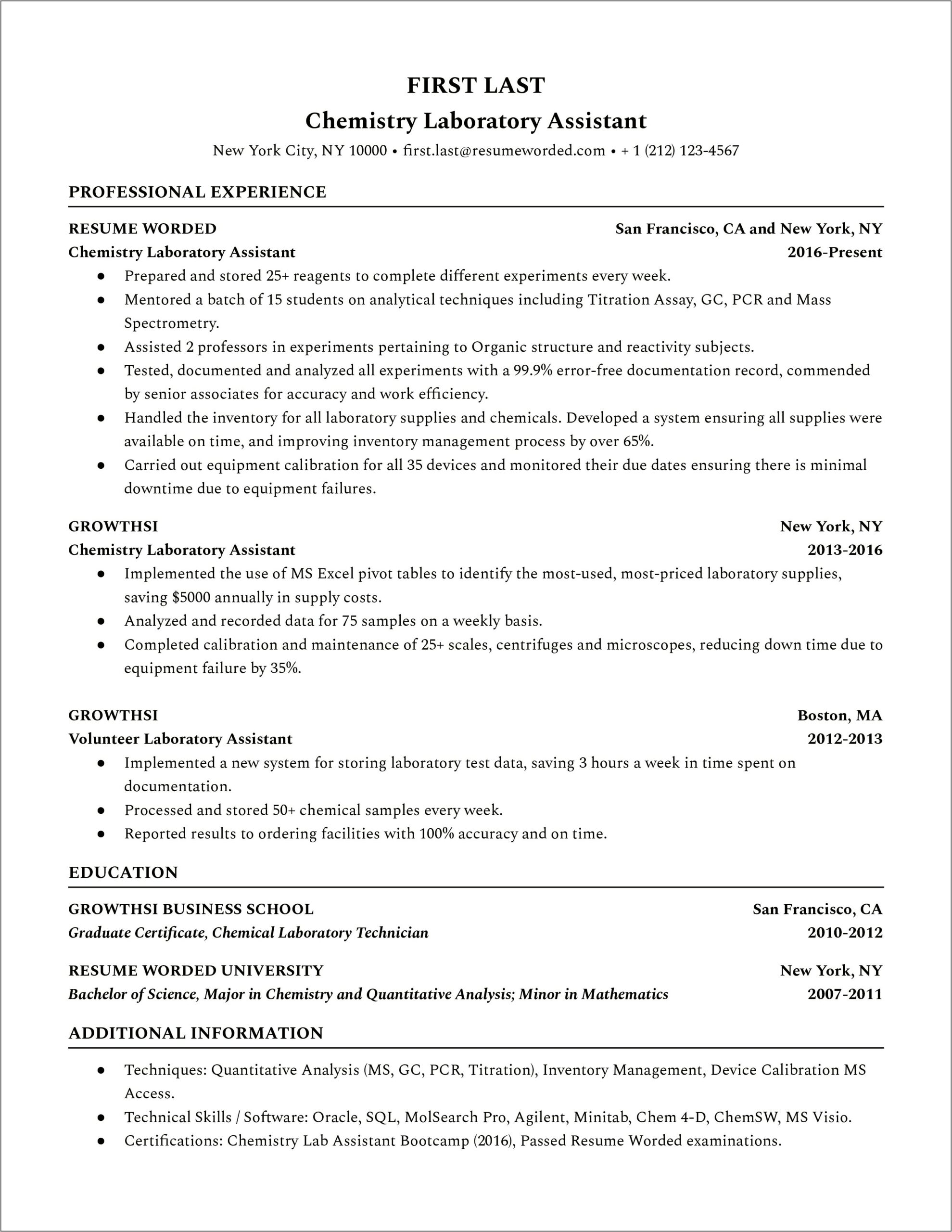 Resume Phd Chemist Industry Position Examples