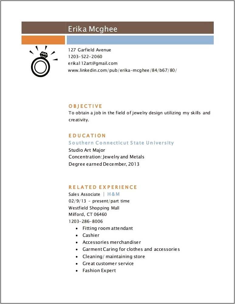 Resume Phrases For Working In A Jewelry Store