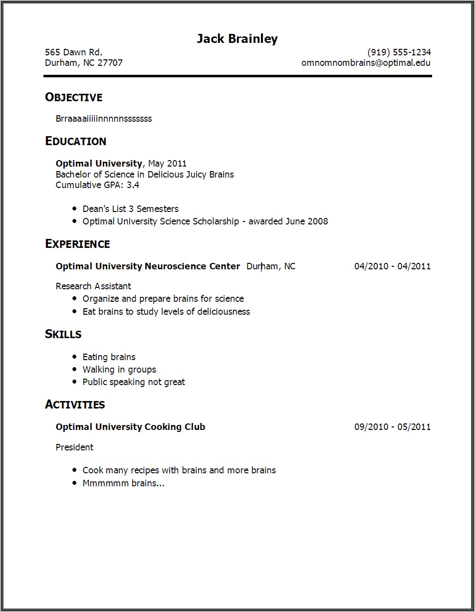Resume Professional Experience Or Work Experience
