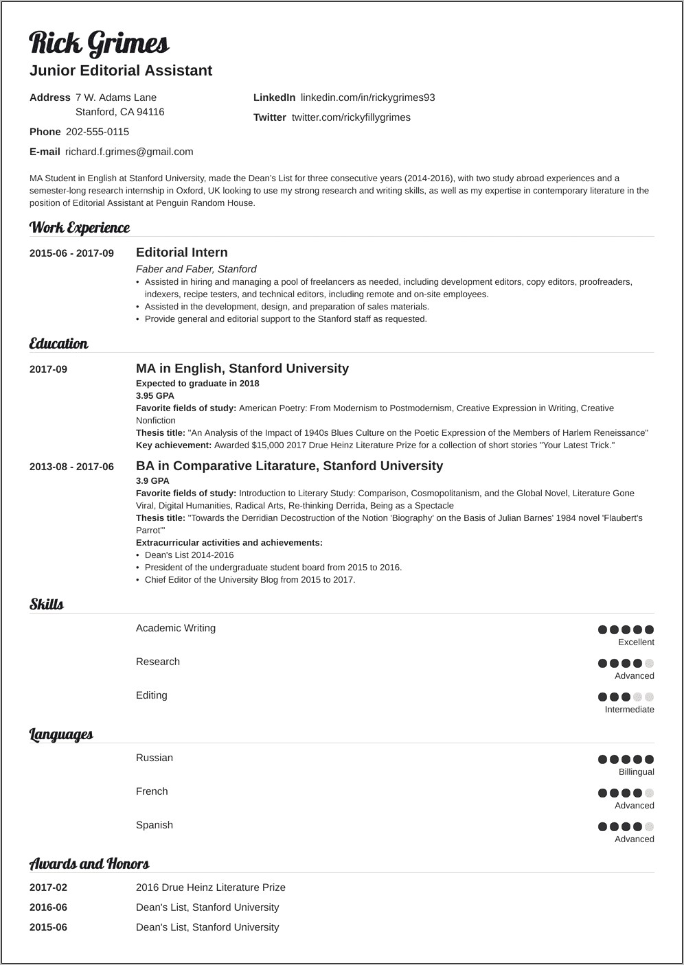 Resume Professional Summary Examples Entry Level