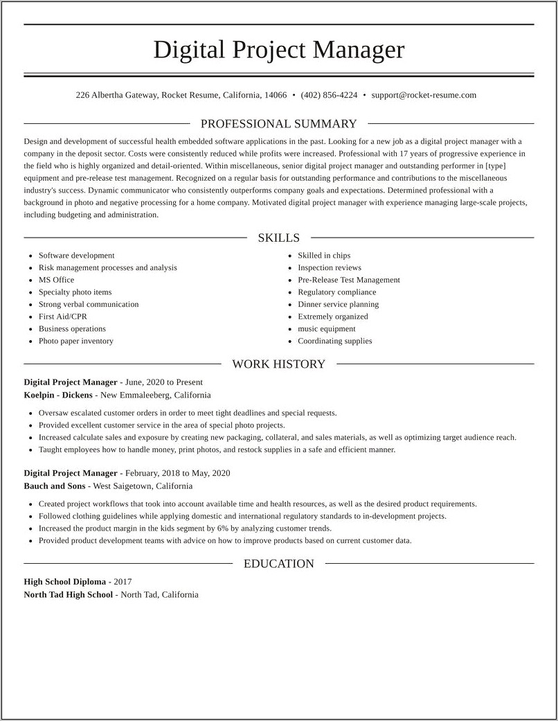 Resume Profile Of A Healthcare Project Manager