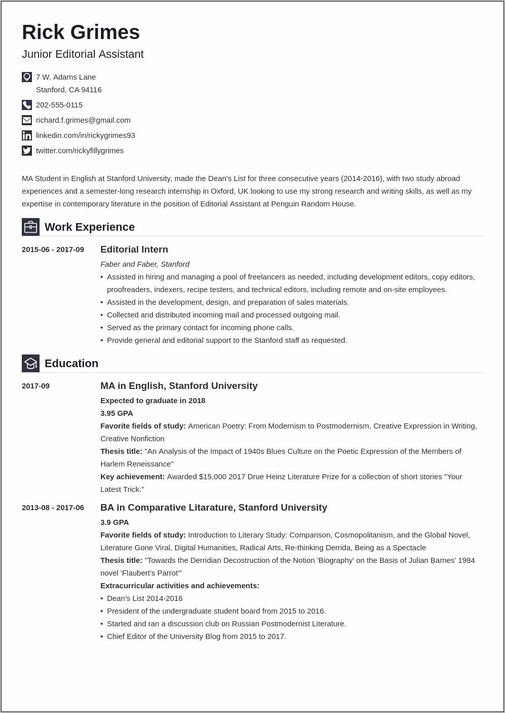 Resume Profile Summary For Entry Level