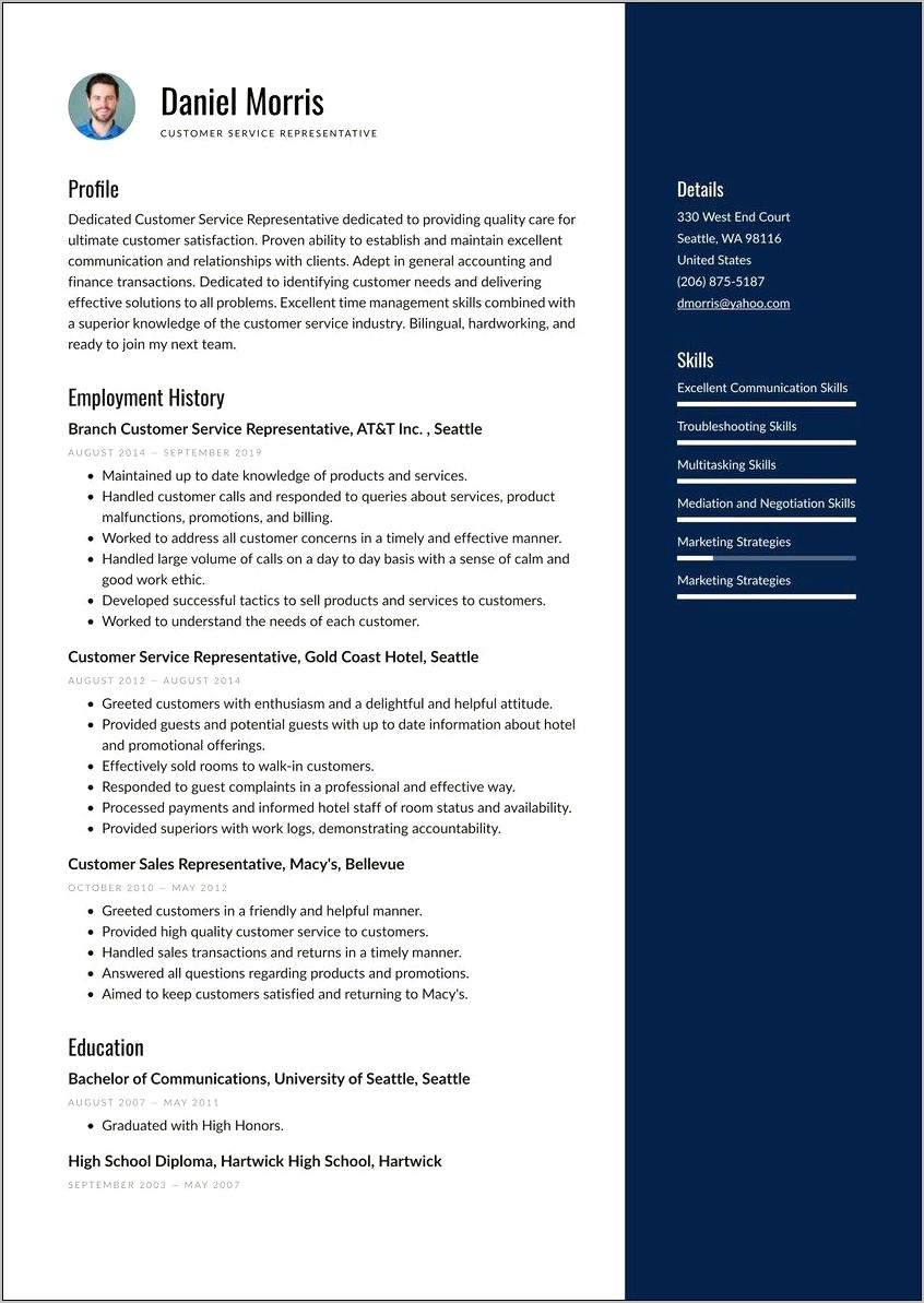 Resume Qualifications Examples For Customer Service