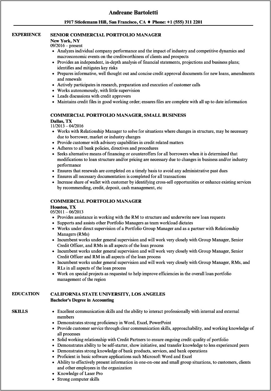 Resume Qualifying Questions For A Portfolio Manager