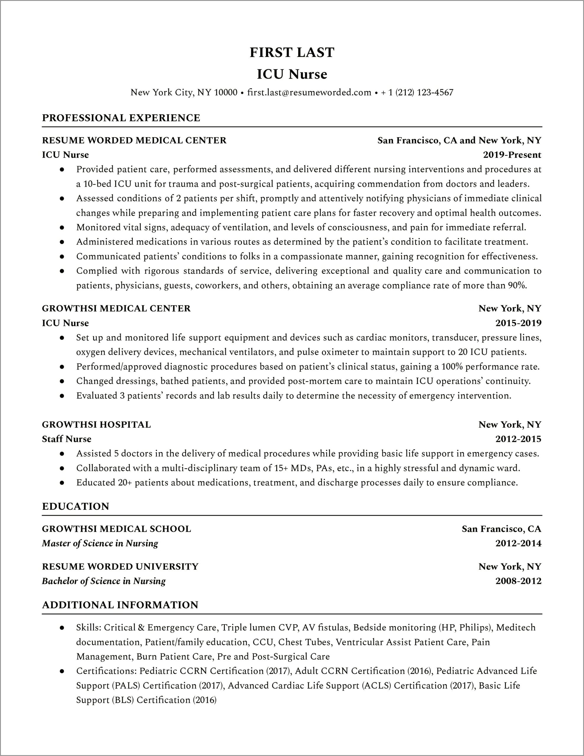 Resume Registered Nurse Family Practice With Experience