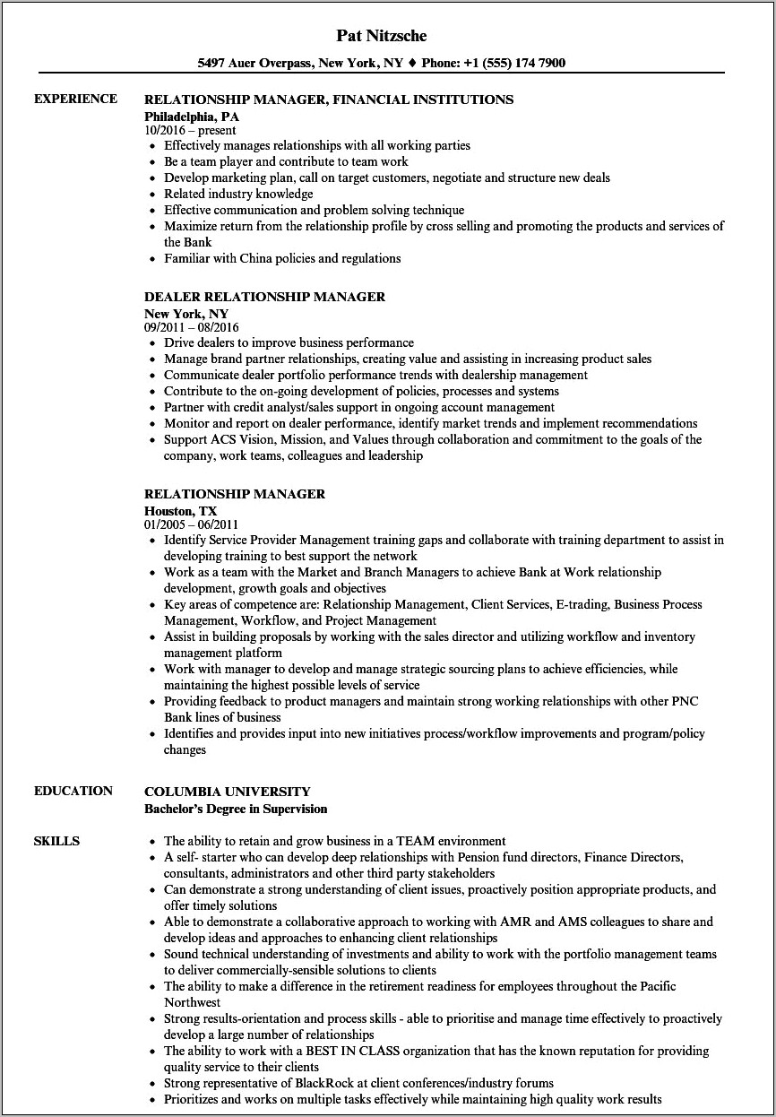 Resume Relationship Manager Corporate Banking