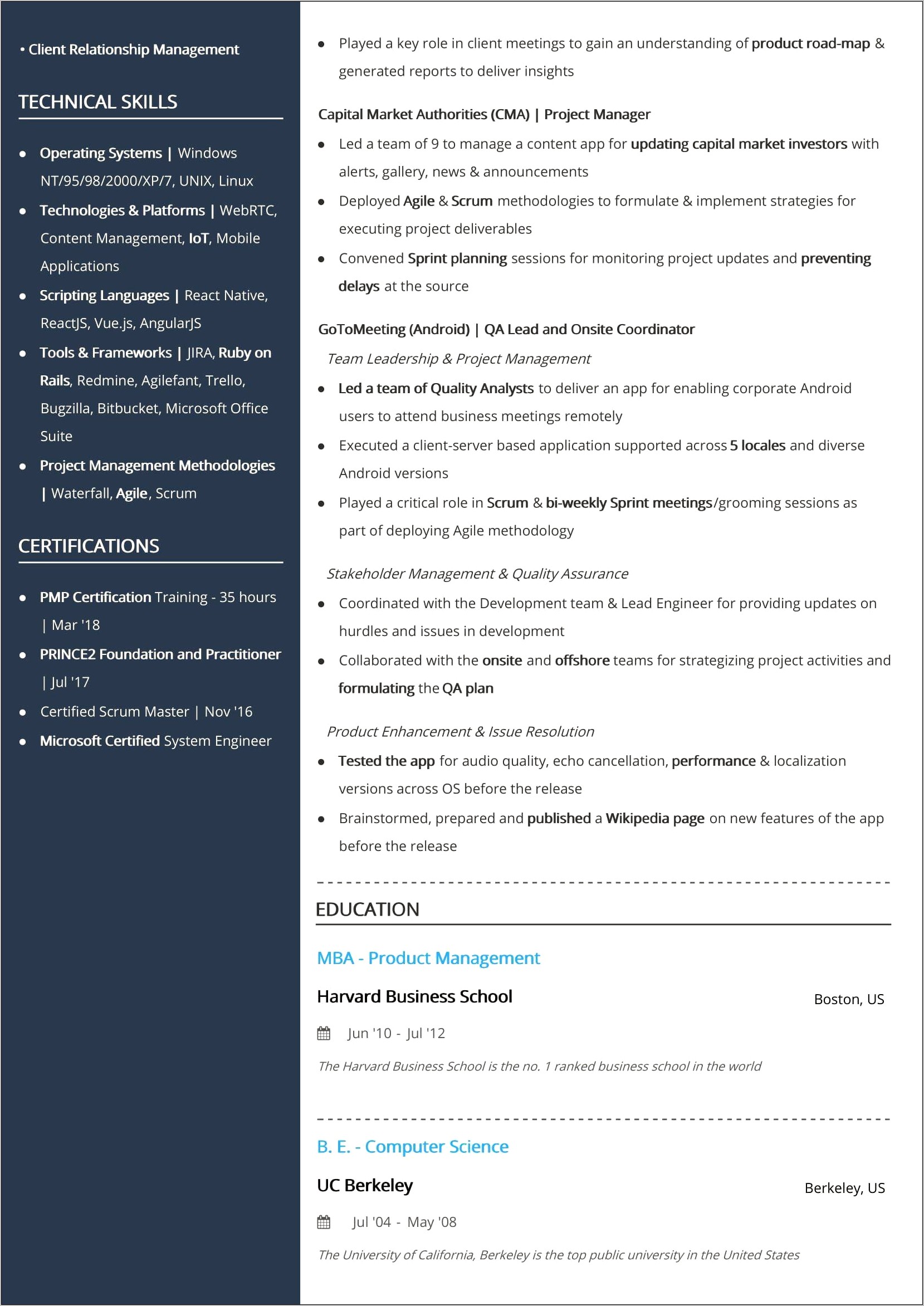 Resume Sample Continued From Previous Page