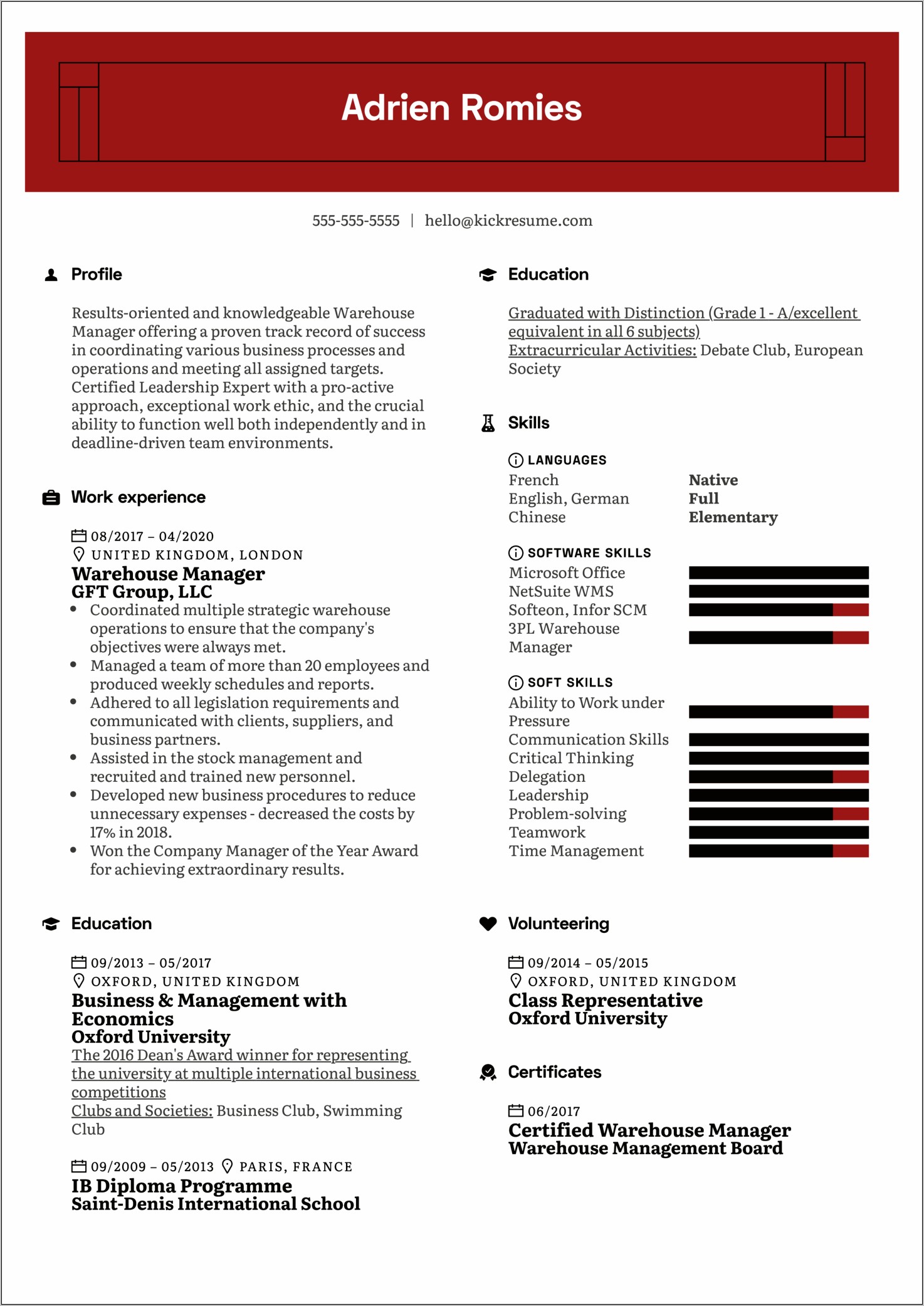 Resume Sample For A 3pl Company