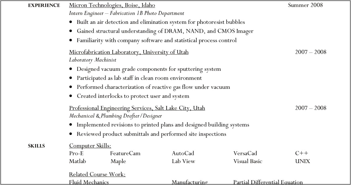 Resume Sample For A College Student