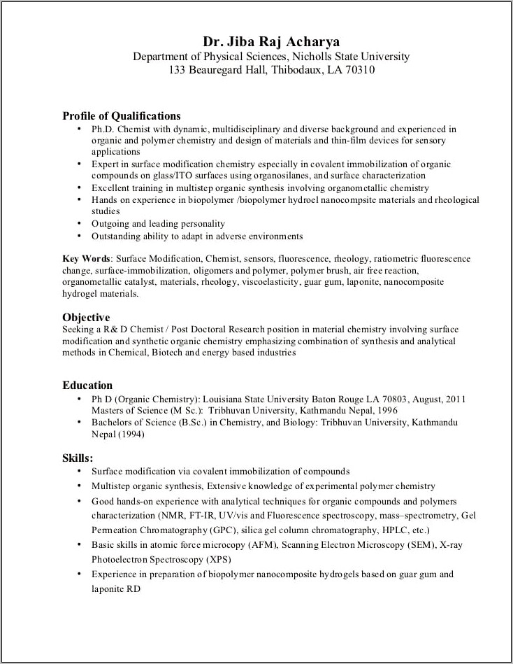 Resume Sample For Biotech Research Assistant Jobs