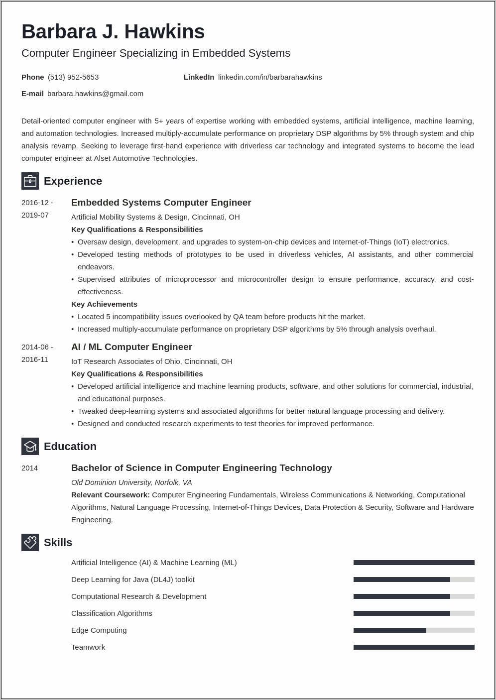 Resume Sample For Computer System Engineer