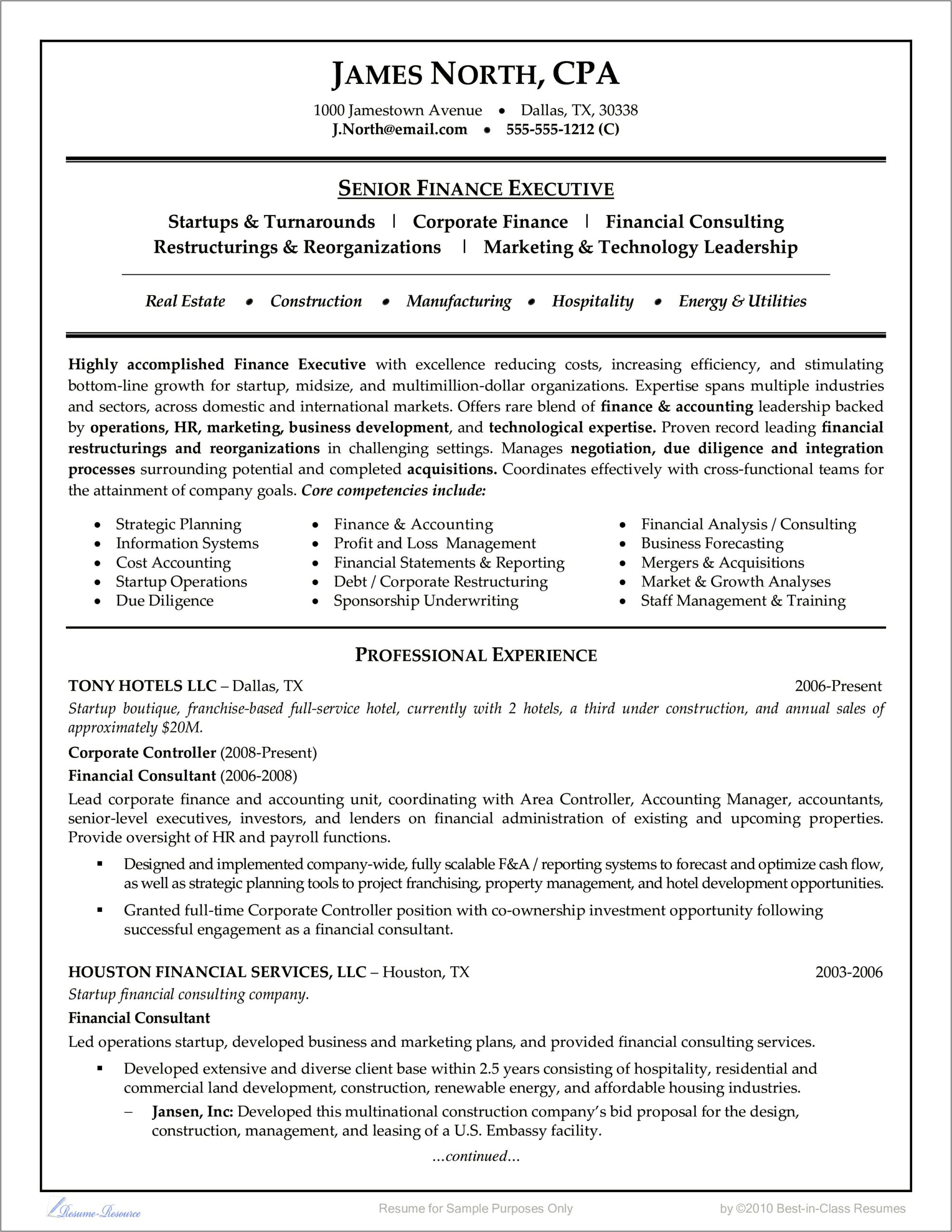 Resume Sample For Director Of Housing