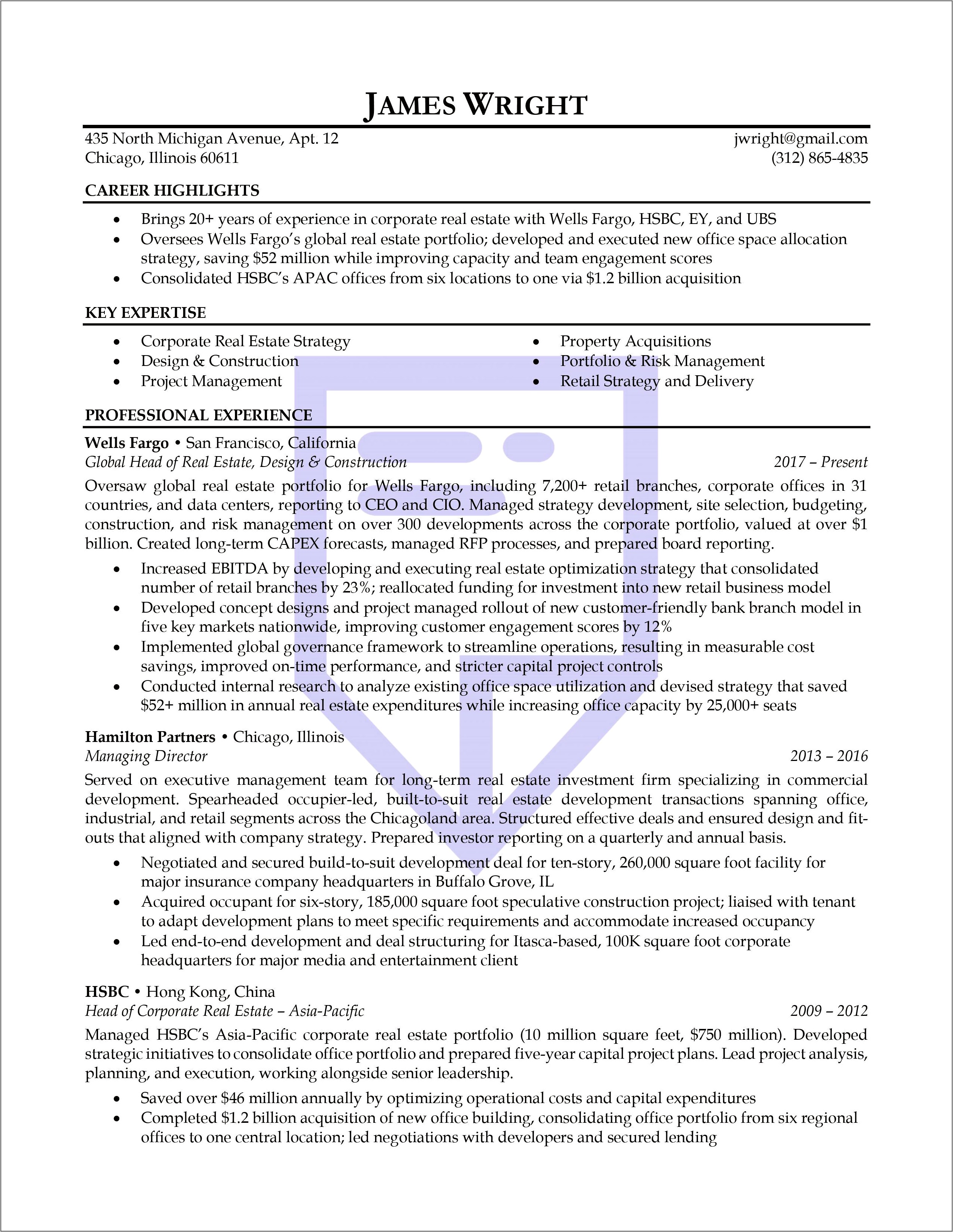 Resume Sample For Director Of Operations