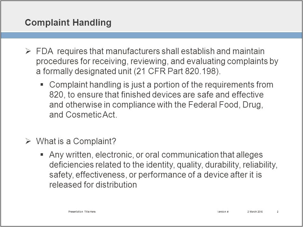Resume Sample For Medical Device Complaint Handling