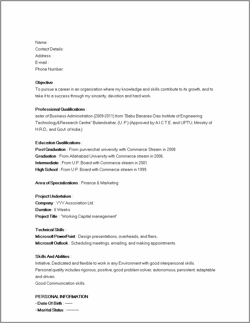 Resume Sample For Sales Manager In India
