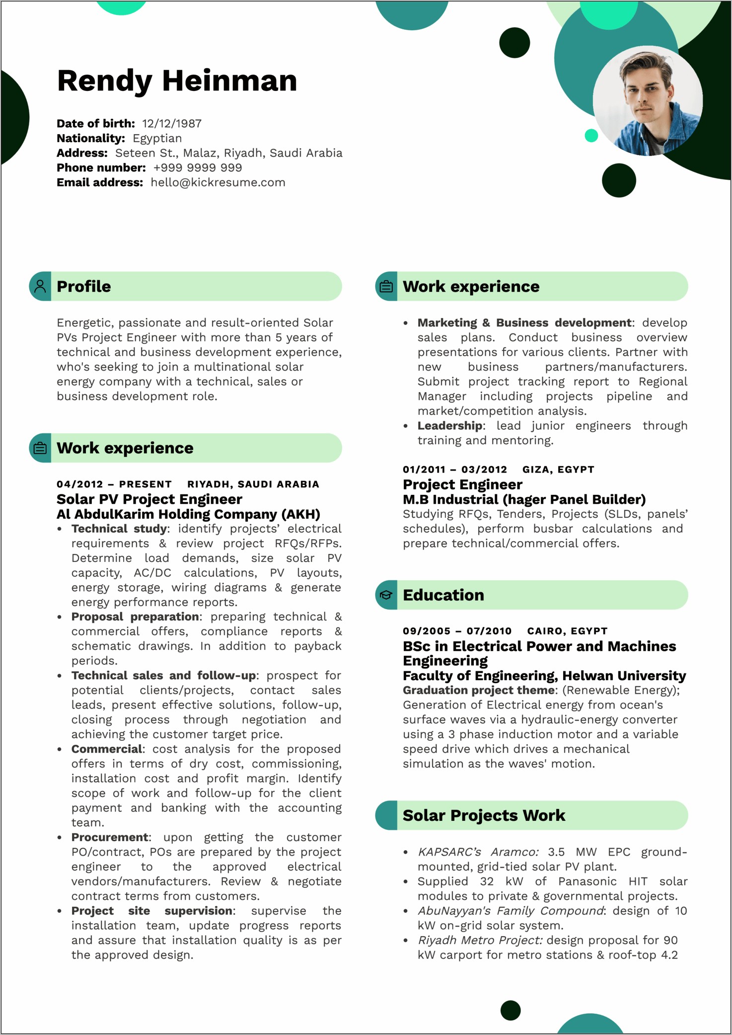 Resume Sample For Solar Project Manager