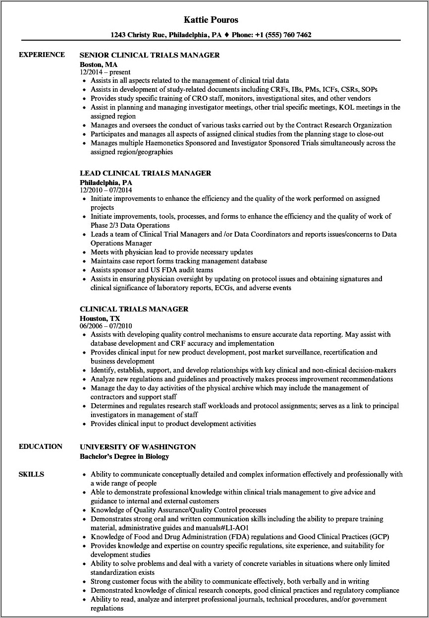 Resume Sample Medical Research Assistant