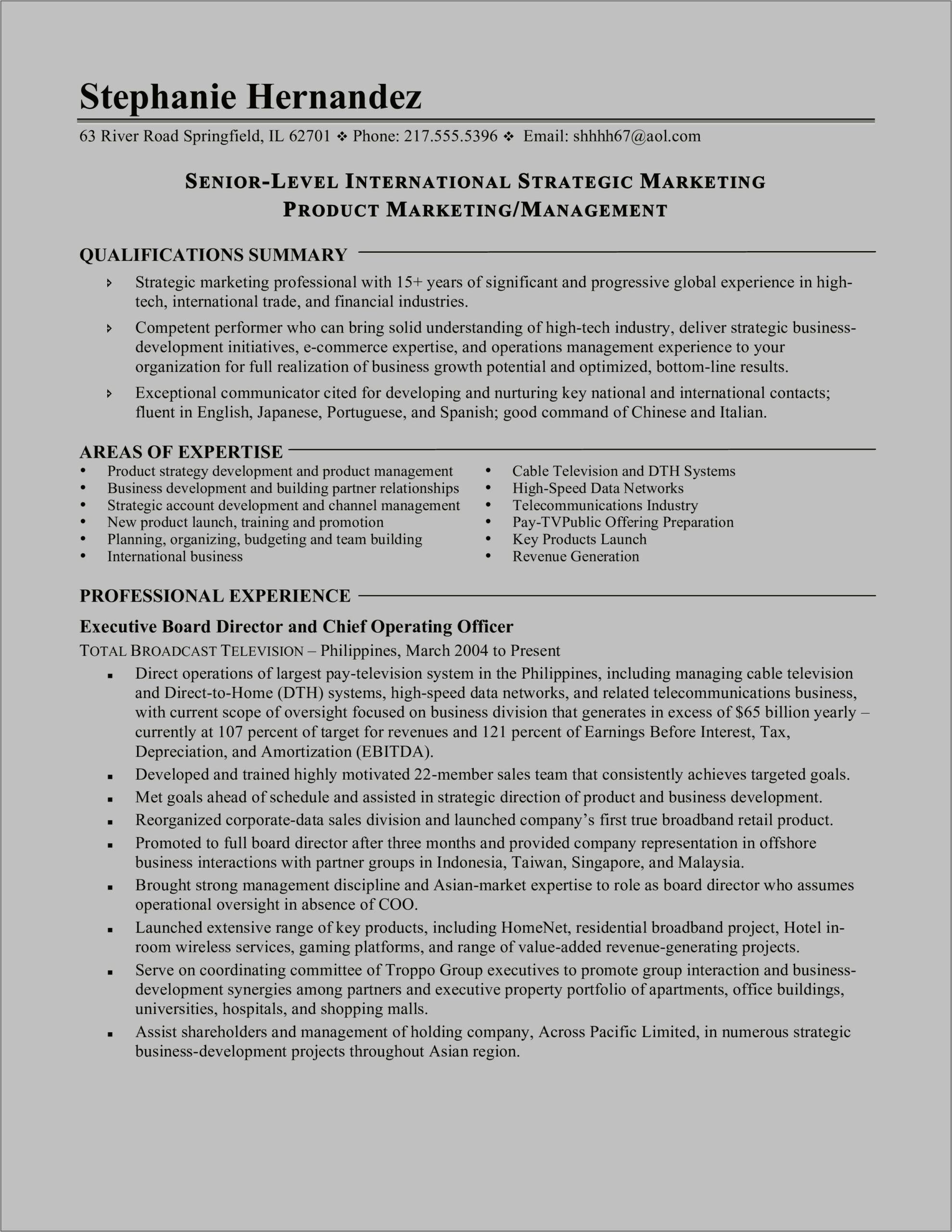 Resume Sample Product Manager New Grad