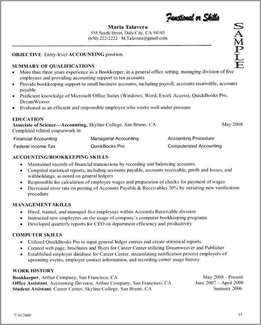 Resume Sample That Features Skills And Qualifications