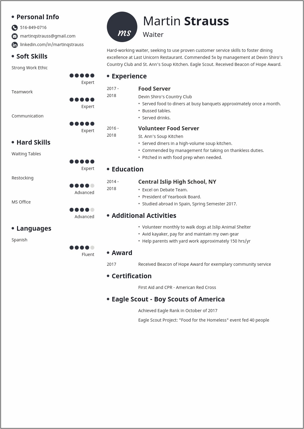 Resume Samples For 19 Year Olds