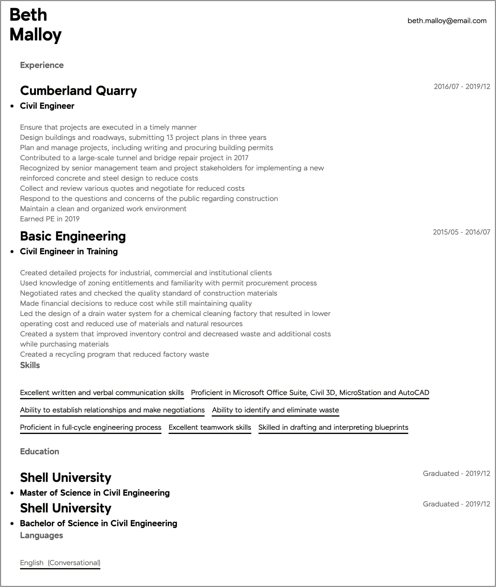 Resume Samples Skills And Experience