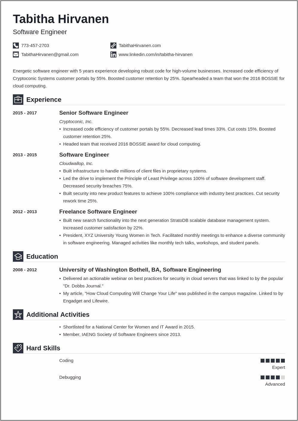 Resume Summary Example Software Engineer