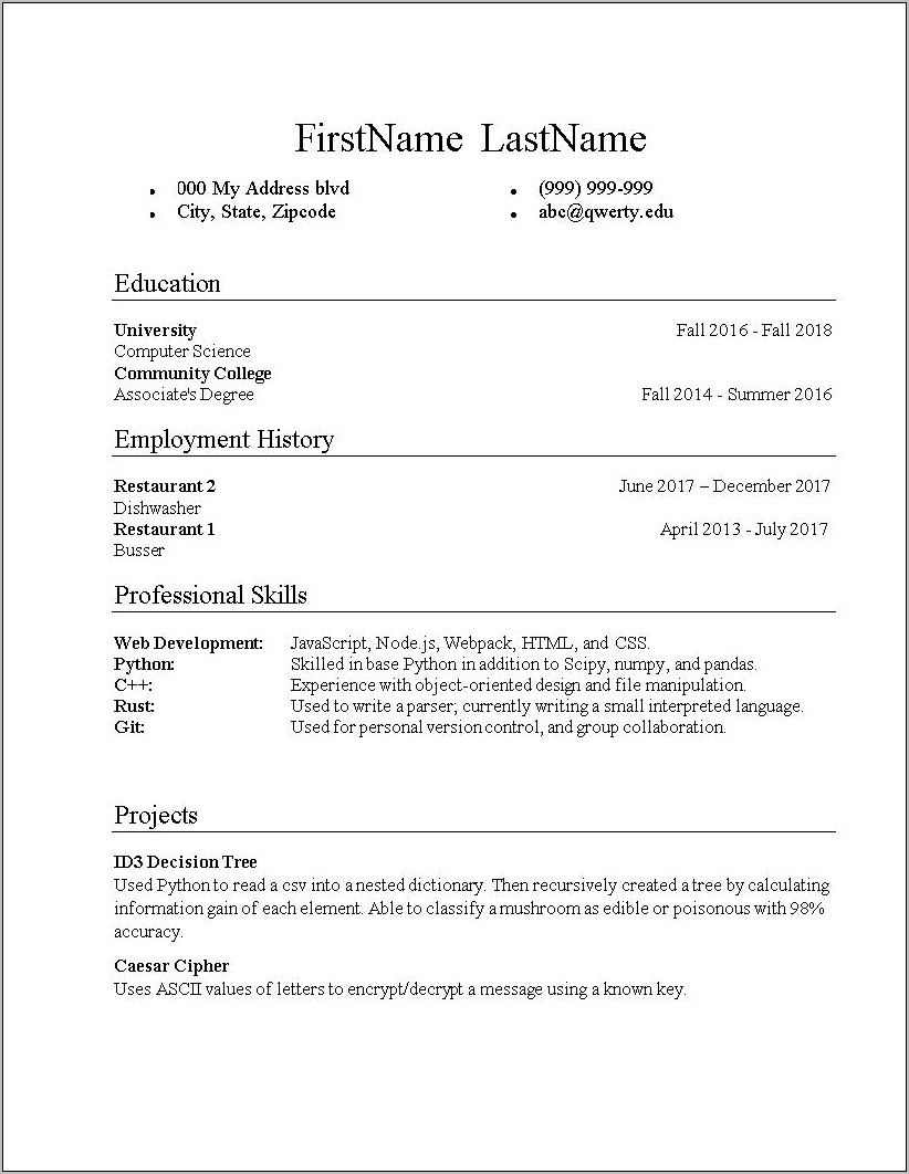 Resume Summary For Job Fair