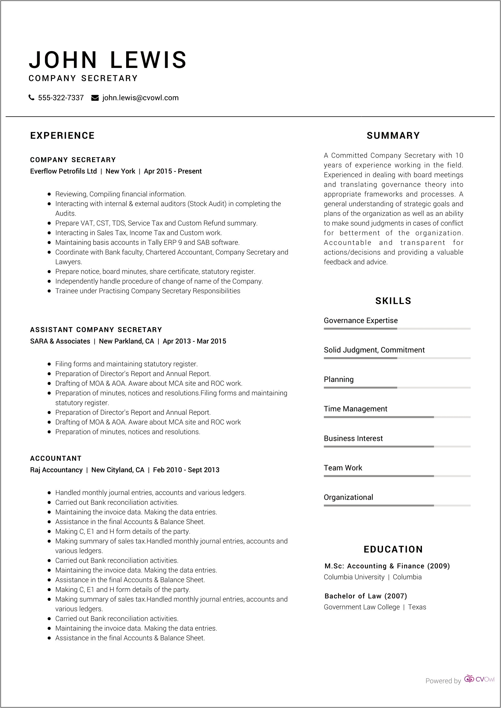 Resume Template Objective Experience Education