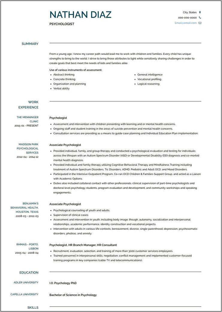 Resume Templates For Job Interview