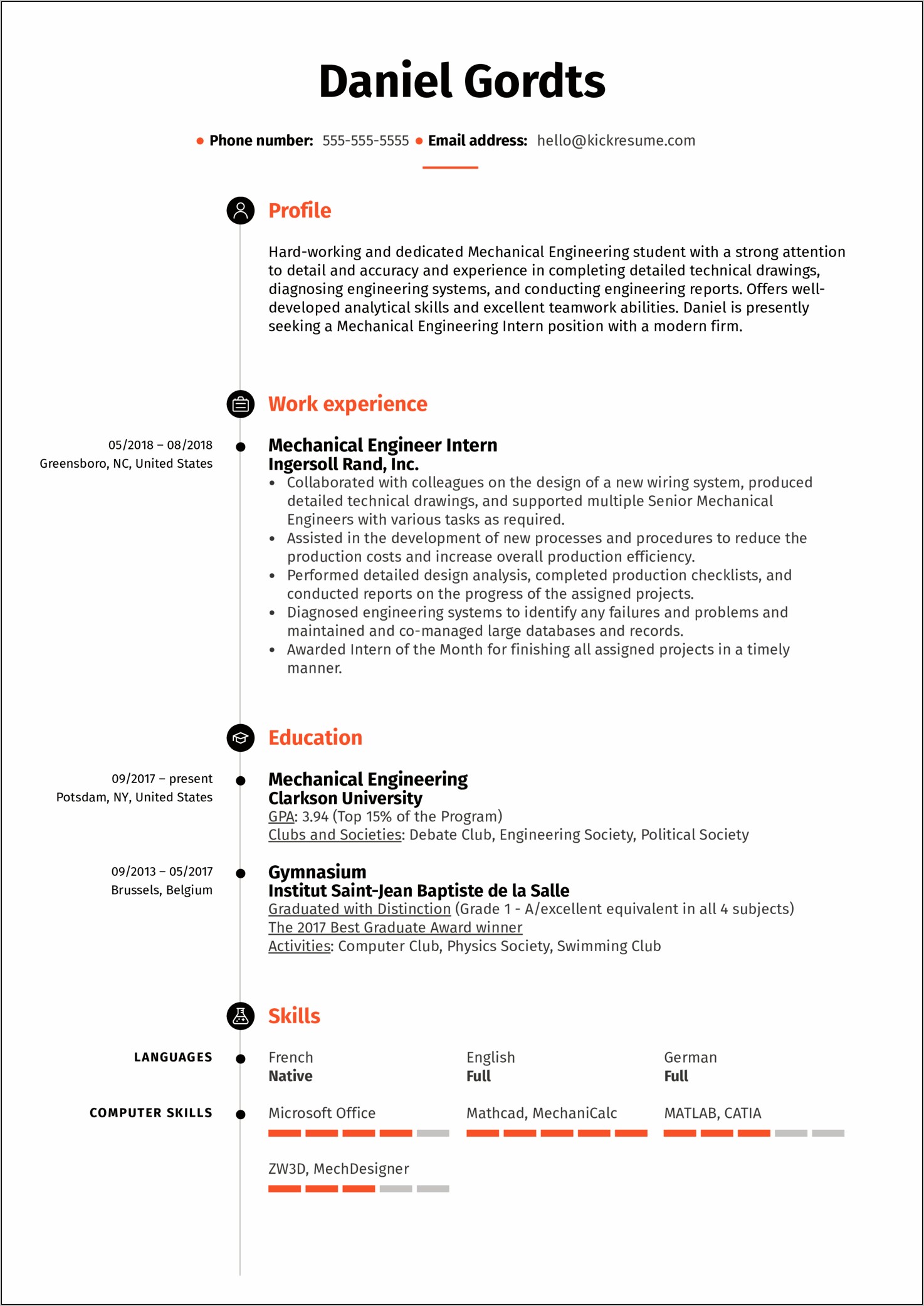 Resume Work Experience Examples Engineering