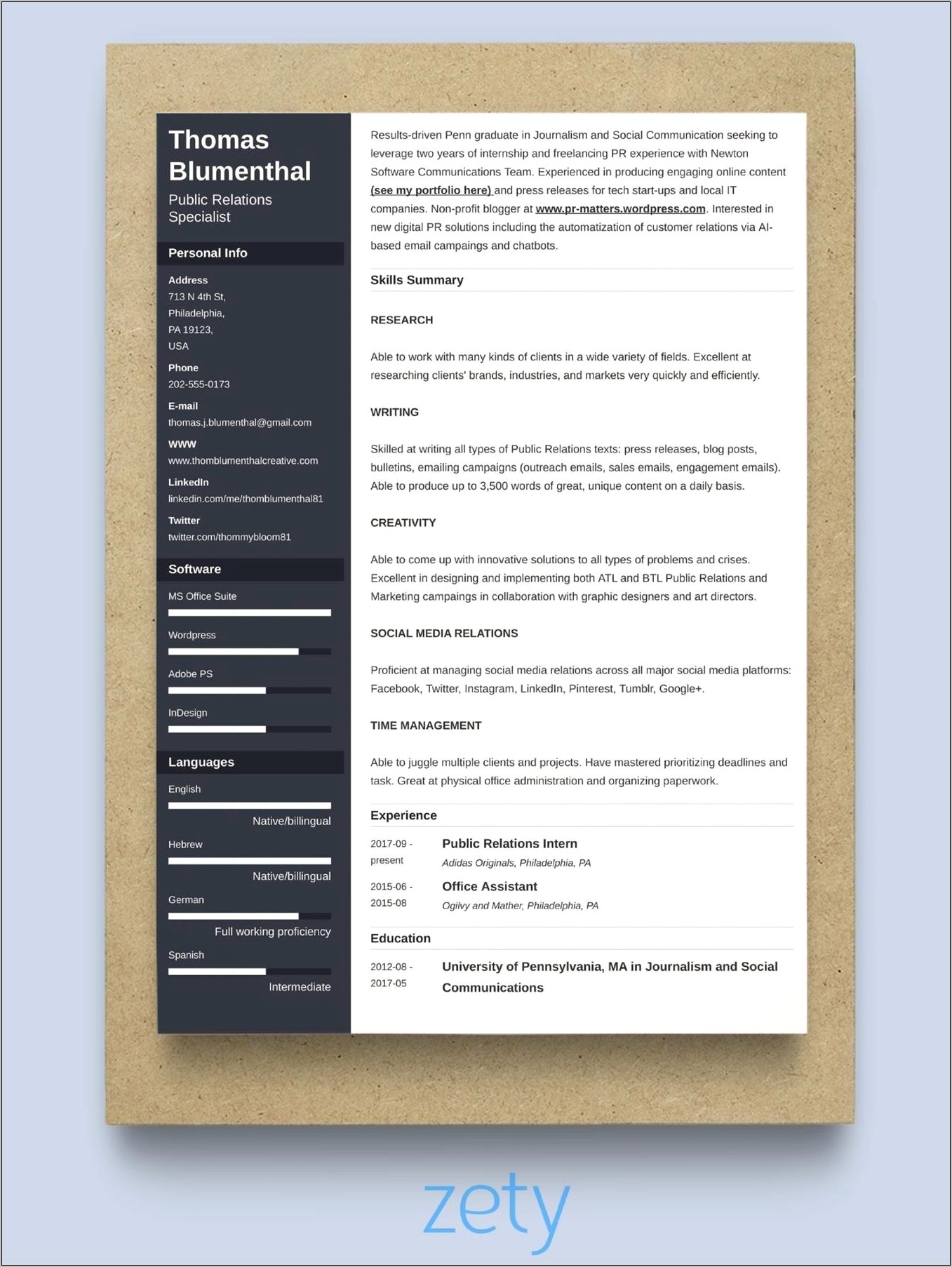 Resume Work Experience Format Examples