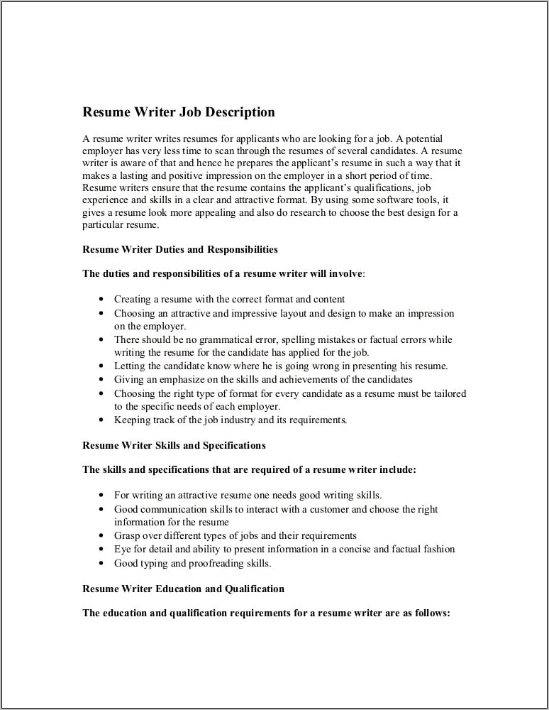 Resume Writer For Education Jobs