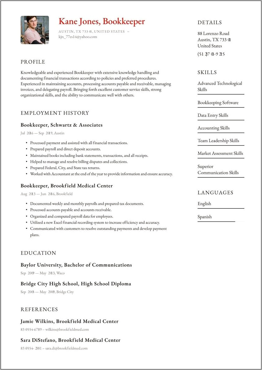 Sample Bookkeeper Resume No Experience