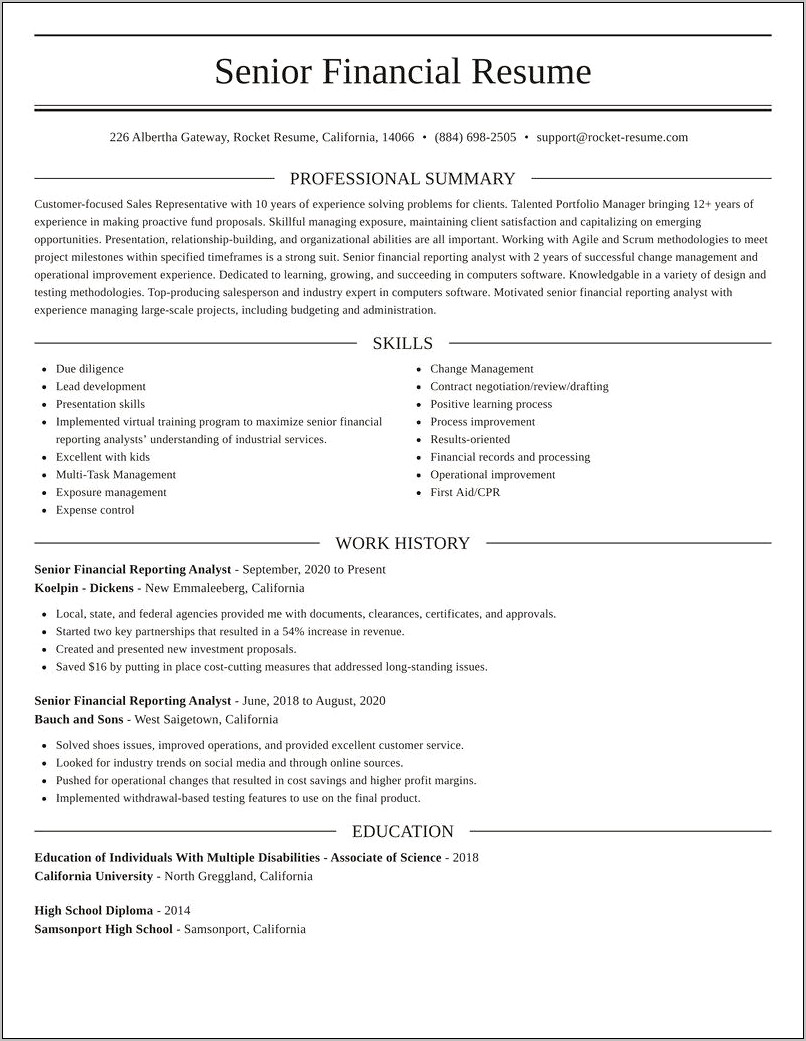 Sample Federal Program Analyst Resume