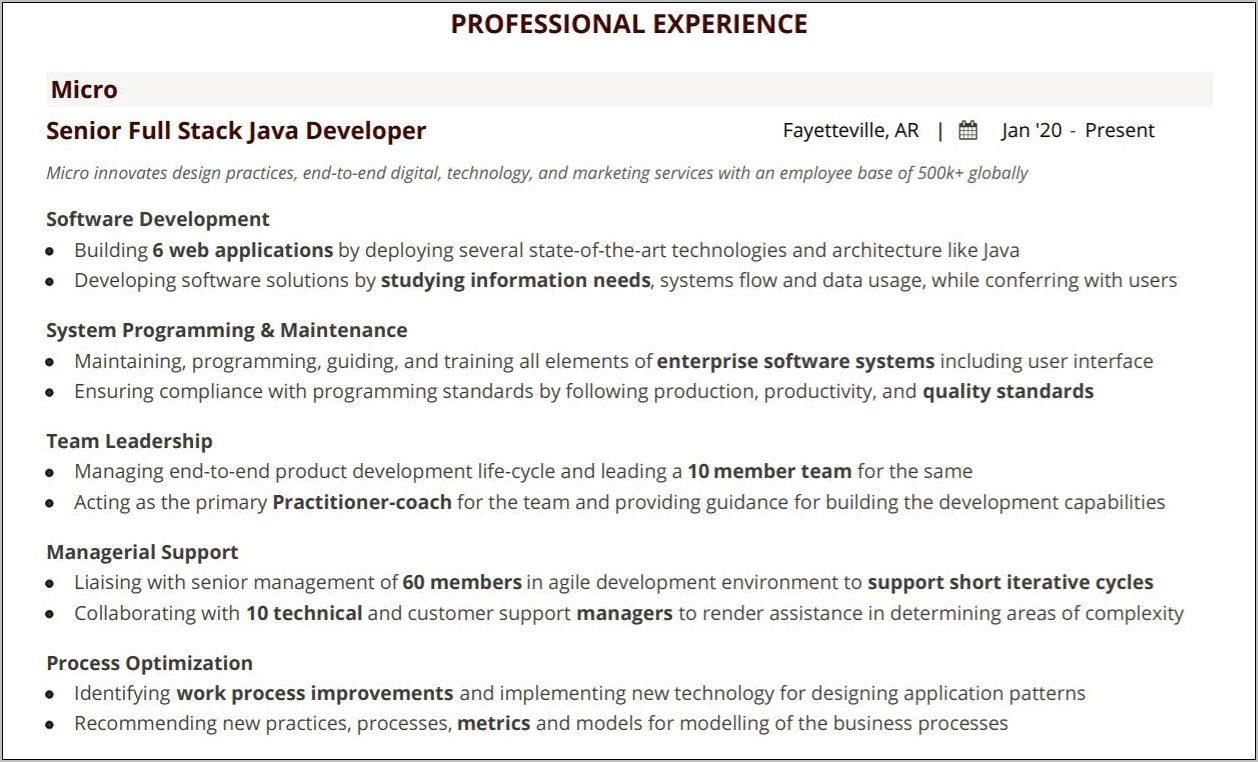 Sample Java Developer Resume Download