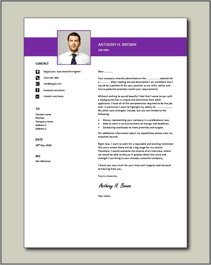 Sample Job Letter And Resume