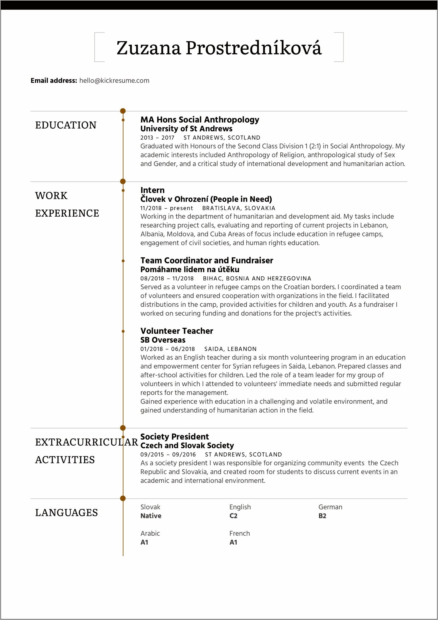 Sample Of A Humanitarian Resume